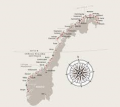 La carte du voyage, de Bergen à Kirkenes